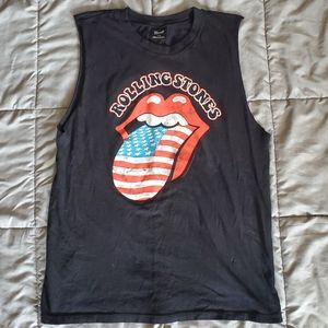 Rolling Stones Muscle Tee with American Flag Tongue